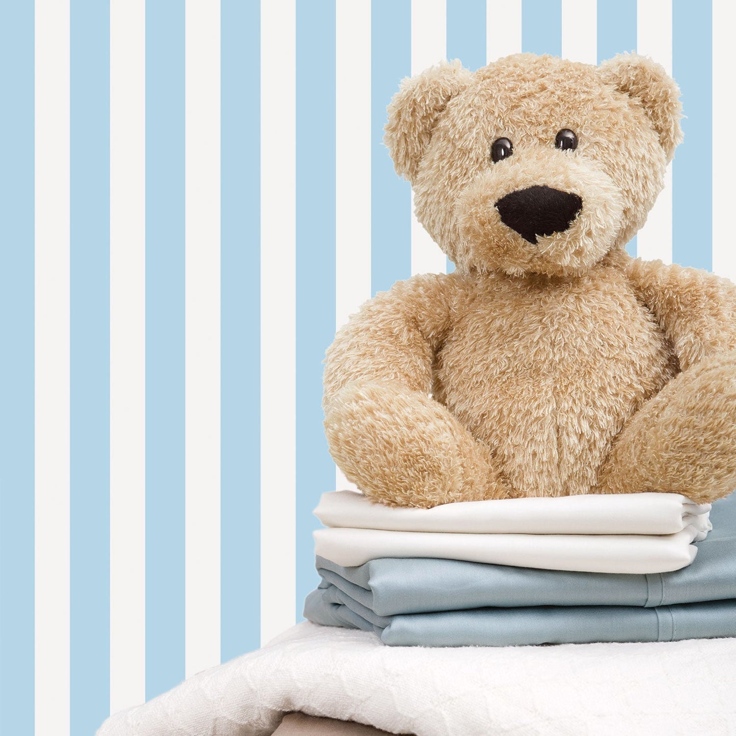 Just 4 Kids 2 Stripe Wallpaper - Blue / White - Galerie - G56025 - Premier Wallcovering