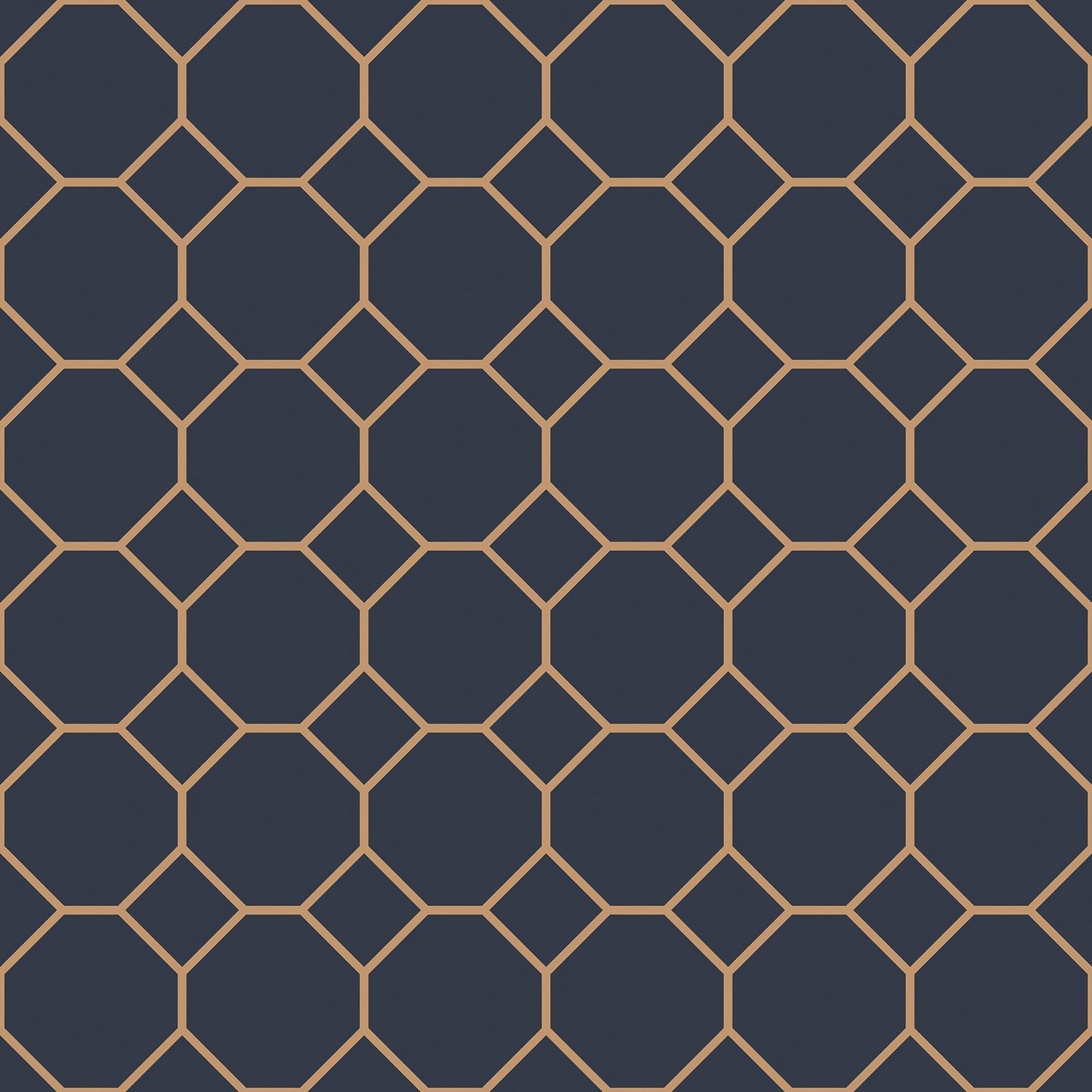 Just Kitchens Bee Hive Wallpaper - Navy / Gold - Galerie - G45403 - Premier Wallcovering