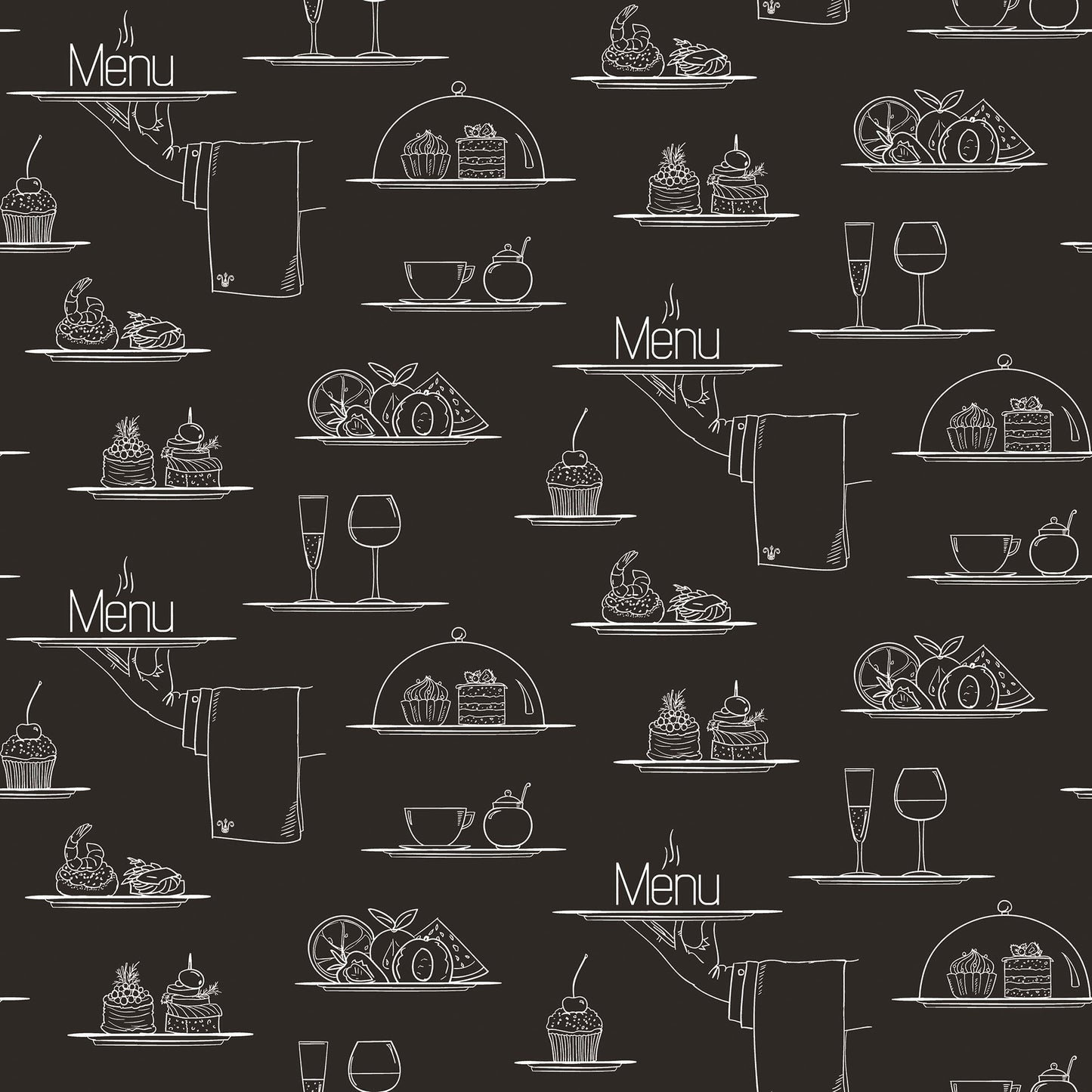 Just Kitchens Chalkboard Menu Wallpaper - Black - Galerie - G45408 - Premier Wallcovering