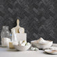 Just Kitchens Herringbone Brick Wallpaper - Black - Galerie - G45426 - Premier Wallcovering