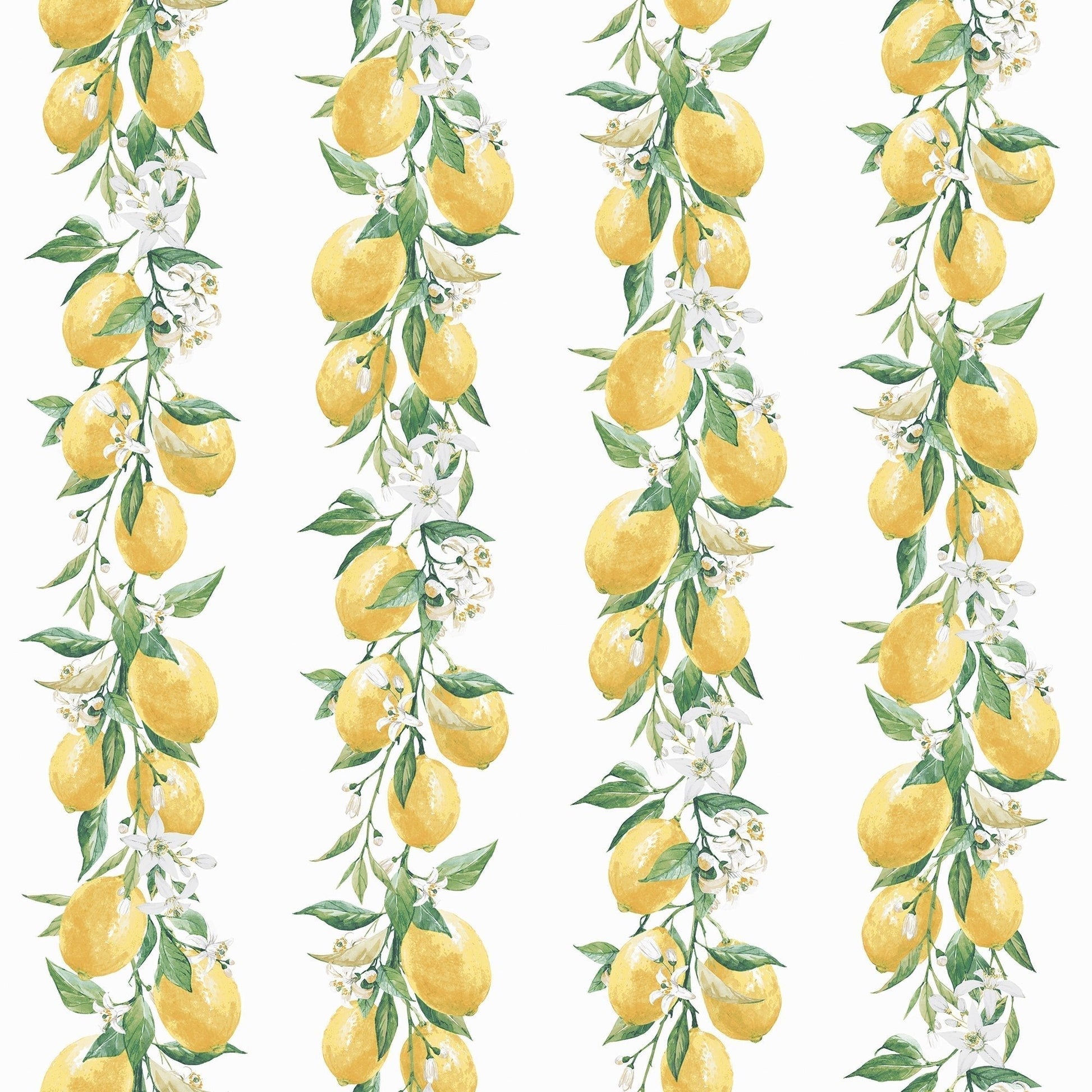 Just Kitchens Lemon Stripe Wallpaper - Yellow / White / Green - Galerie - G45441 - Premier Wallcovering