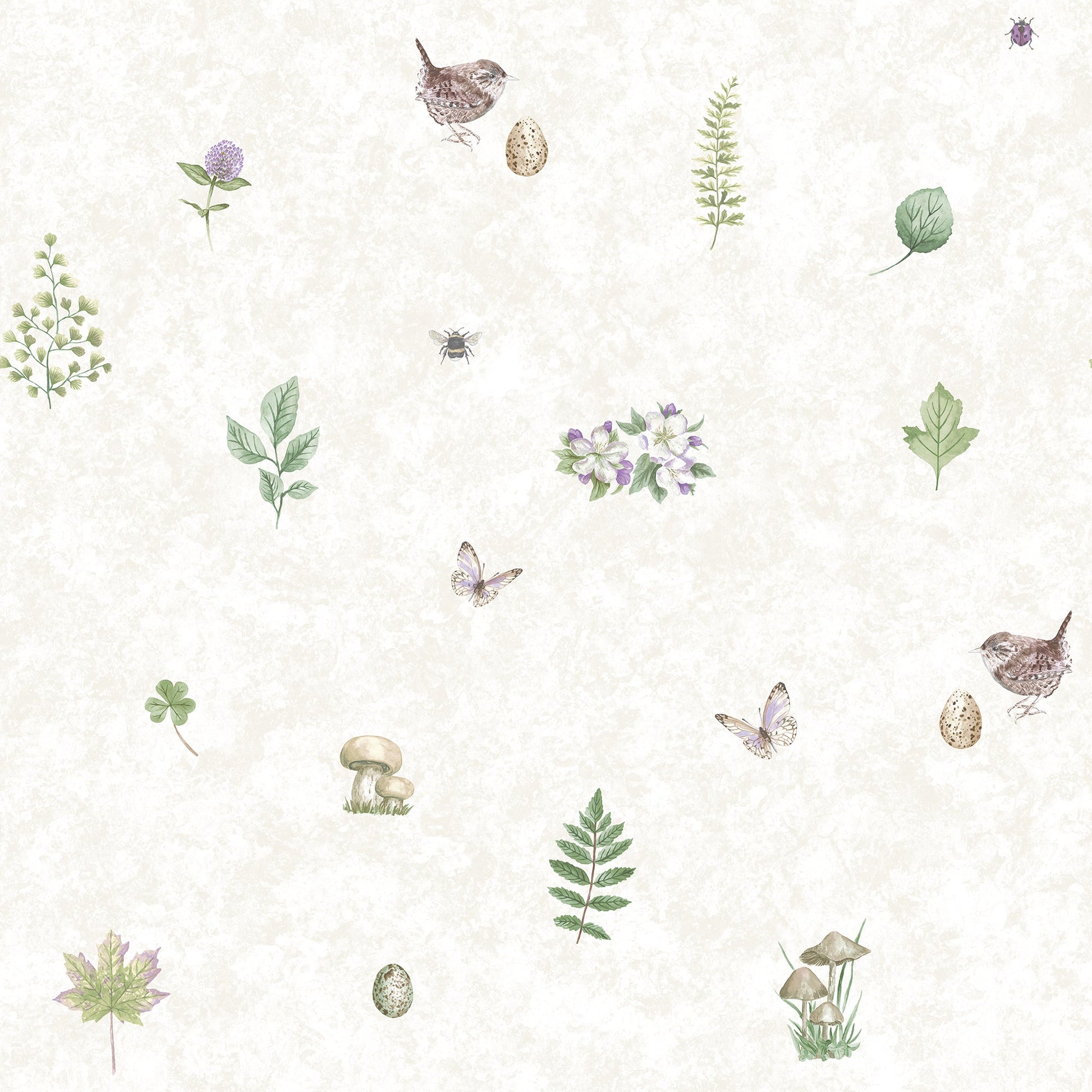 Just Kitchens Meadow Spot Wallpaper - Beige / Green / Lilac - Galerie - G45442 - Premier Wallcovering