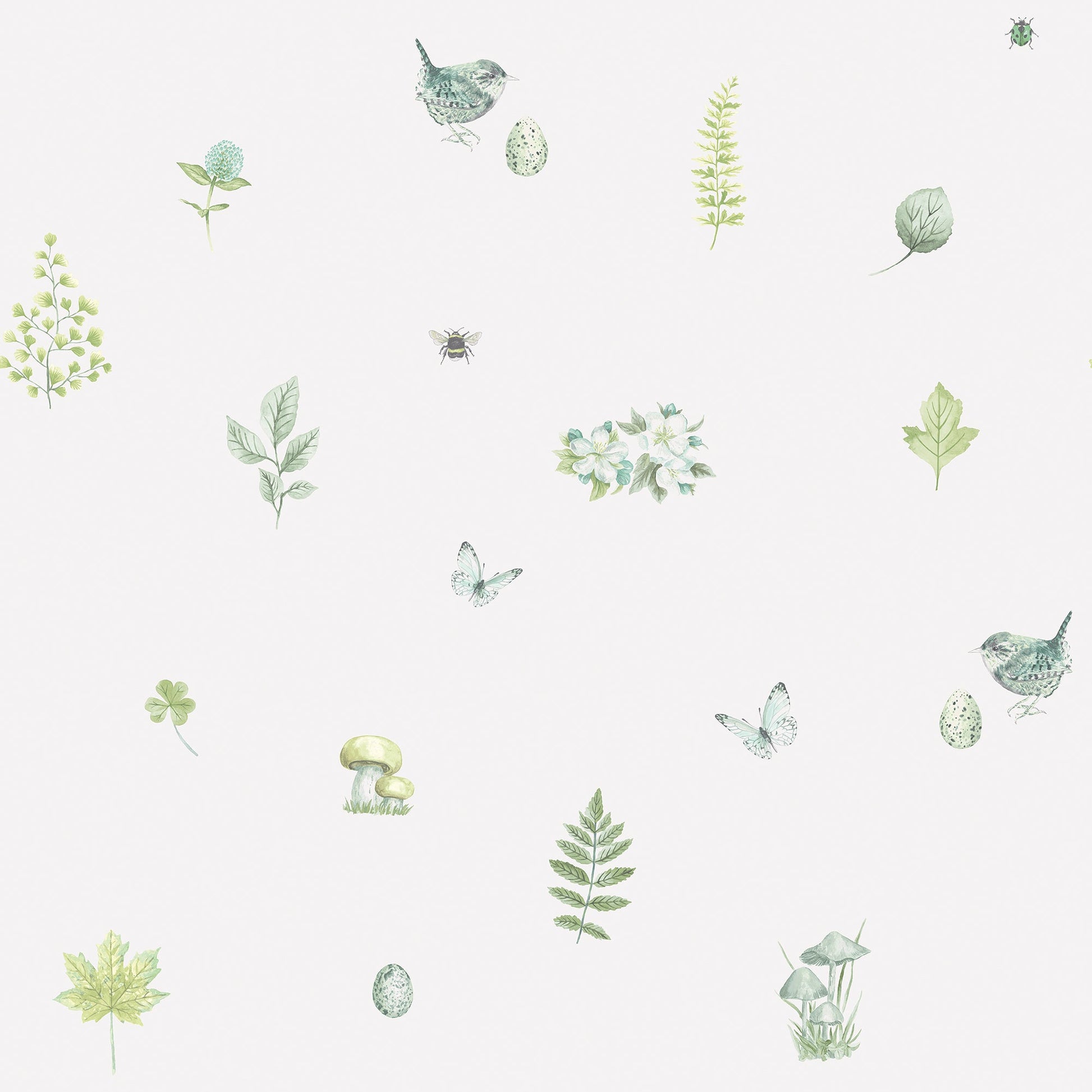 Just Kitchens Meadow Spot Wallpaper - Green / White - Galerie - G45443 - Premier Wallcovering