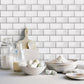 Just Kitchens Metro Tile Wallpaper - Black / White - Galerie - G45445 - Premier Wallcovering