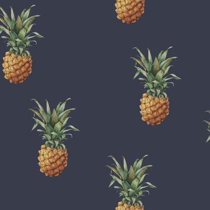 Just Kitchens Pineapples Wallpaper - Navy - Galerie - G45451 - Premier Wallcovering
