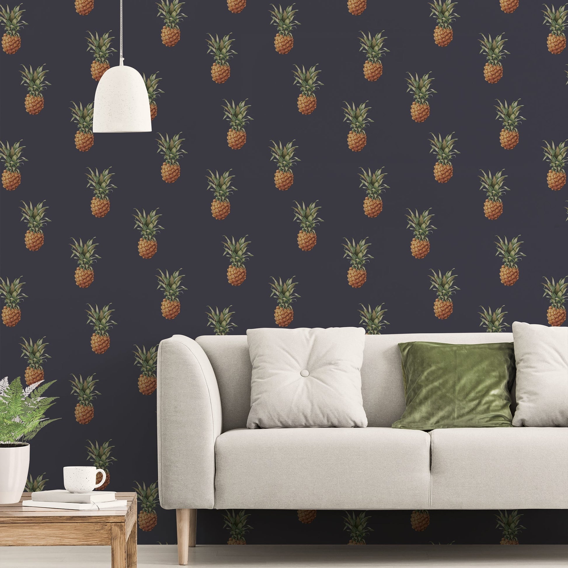 Just Kitchens Pineapples Wallpaper - Navy - Galerie - G45451 - Premier Wallcovering