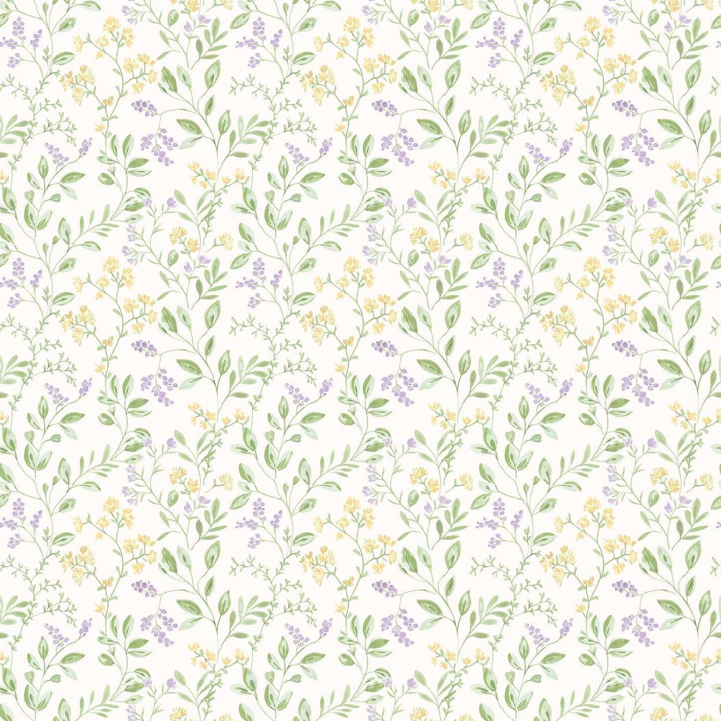 Just Kitchens Spring Leaf Trail Wallpaper - Lilac / Yellow / Green - Galerie - G45456 - Premier Wallcovering