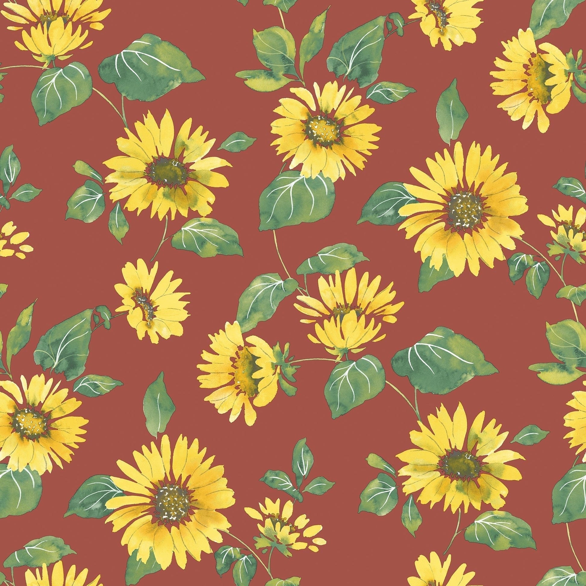 Just Kitchens Sunflower Trail Wallpaper - Red / Yellow - Galerie - G45459 - Premier Wallcovering