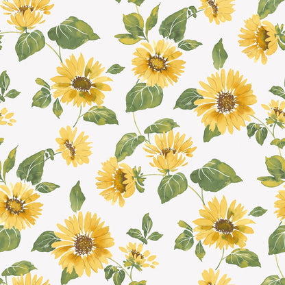 Just Kitchens Sunflower Trail Wallpaper - Yellow / Green / White - Galerie - G45458 - Premier Wallcovering