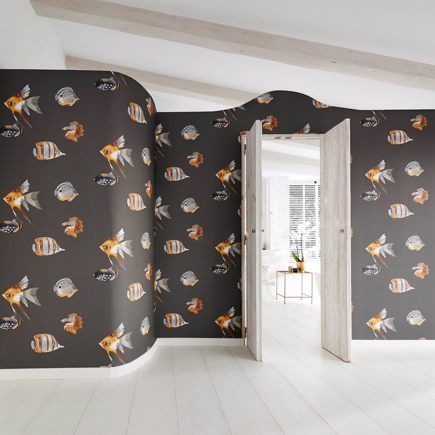 Kamanu Wallpaper - Graphite/Mustard - Harlequin - HANZ111646