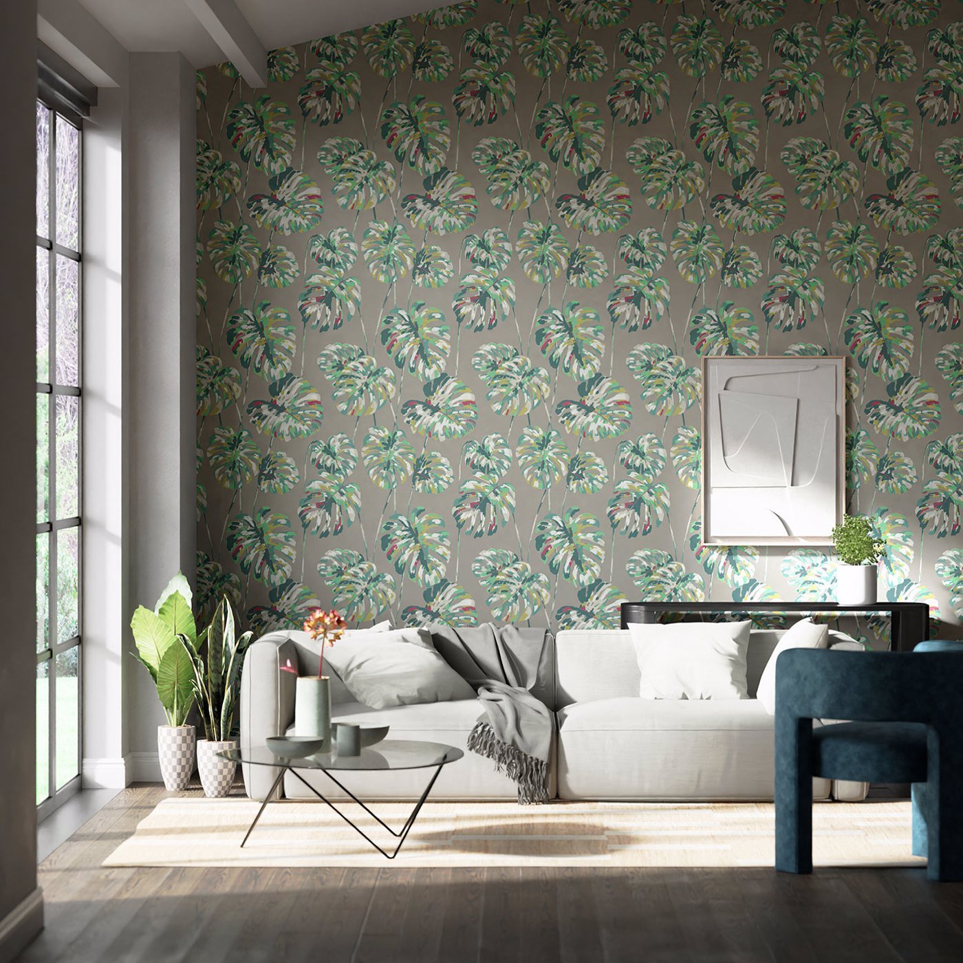 Kelapa Wallpaper - Lagoon/Cerise - Harlequin - HZAP111752