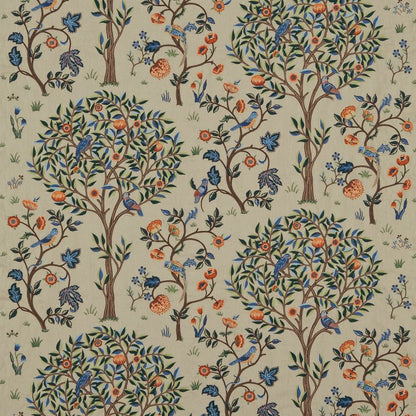 Kelmscott Tree Embroidery Fabric - Russet/Forest - Morris & Co - 230341 - Premier Wallcovering