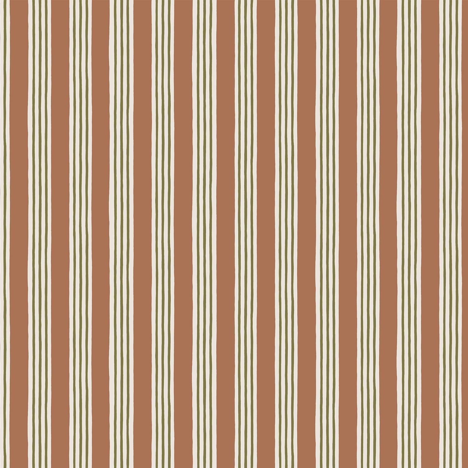 Kemble Stripe Wallpaper - Trixie, Sunday Clay and Quartz - Josephine Munsey - KEM-032-055-056 - Premier Wallcovering