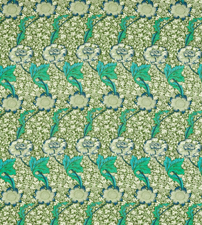 Kennet Fabric - Olive/Turquoise - Morris & Co - 226856 - Premier Wallcovering