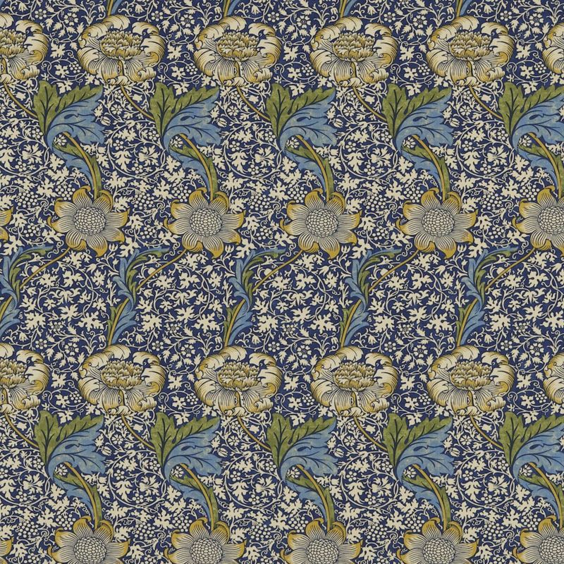 Kennet Fabric - Indigo/Gold - Morris & Co - 220322 - Premier Wallcovering