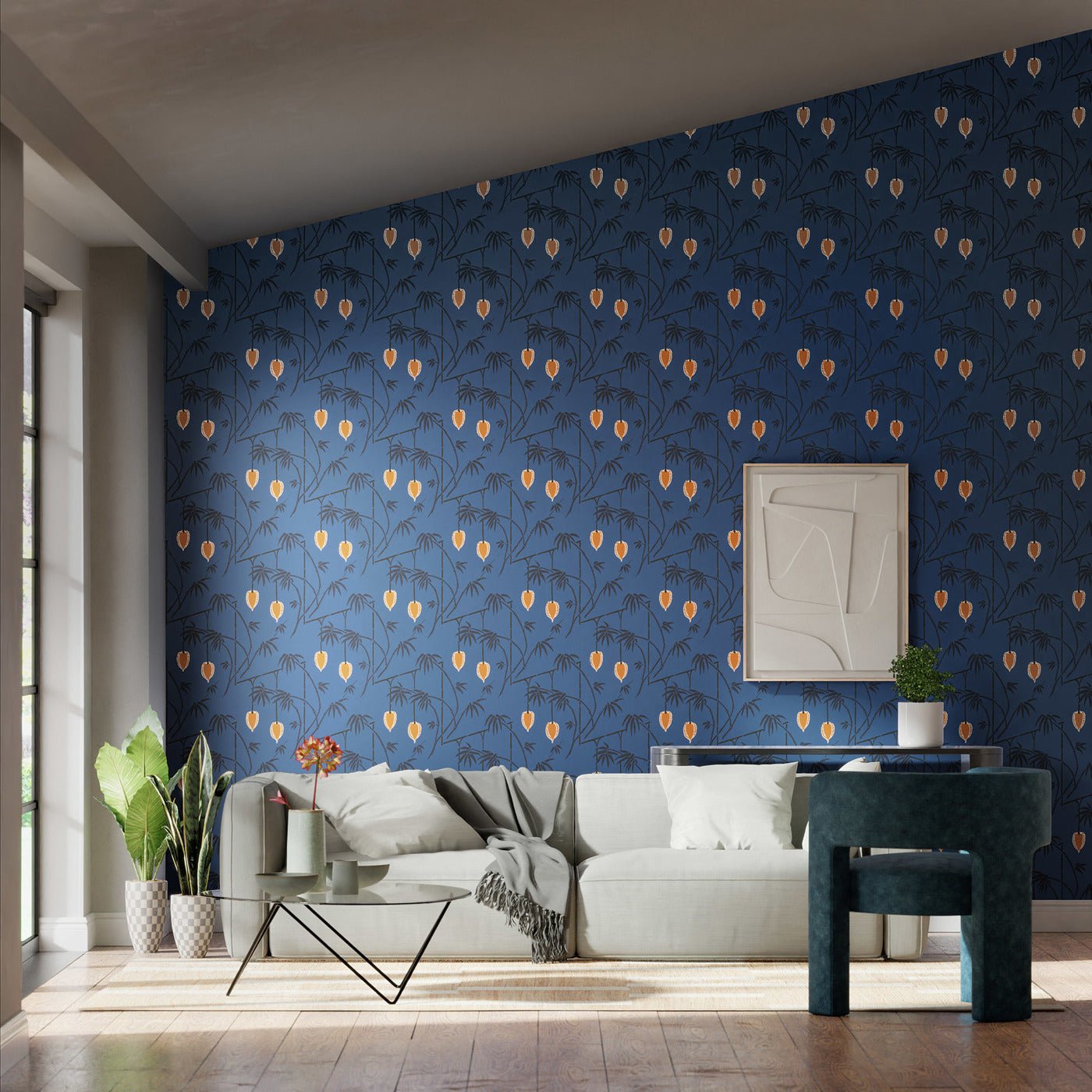 Kimiko Wallpaper - Majorelle/Clementine - Harlequin - HQN3112941