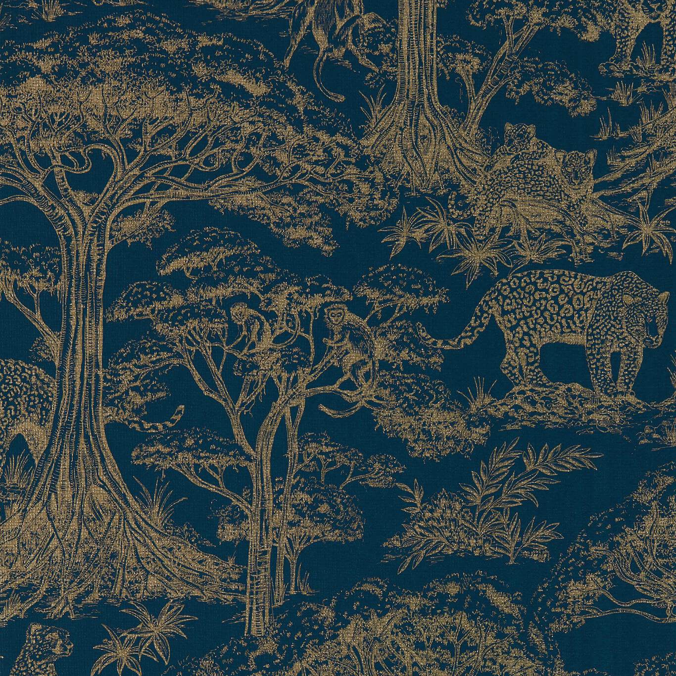 Kisumu Wallpaper - Midnight/Luxe - Clarke & Clarke - W0185/02 - Premier Wallcovering