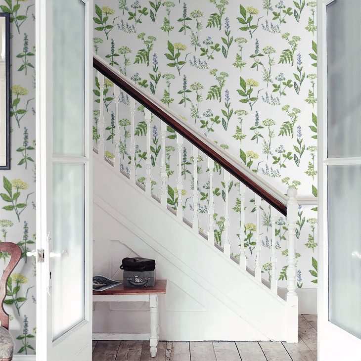 Koksvaxter Wallpaper - Green / Yellow / White - Boråstapeter - 1789 - Premier Wallcovering