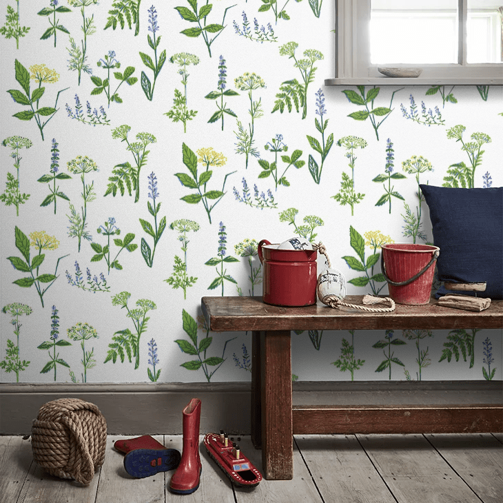 Koksvaxter Wallpaper - Green / Yellow / White - Boråstapeter - 1789 - Premier Wallcovering