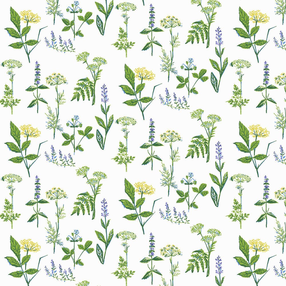 Koksvaxter Wallpaper - Green / Yellow / White - Boråstapeter - 1789 - Premier Wallcovering