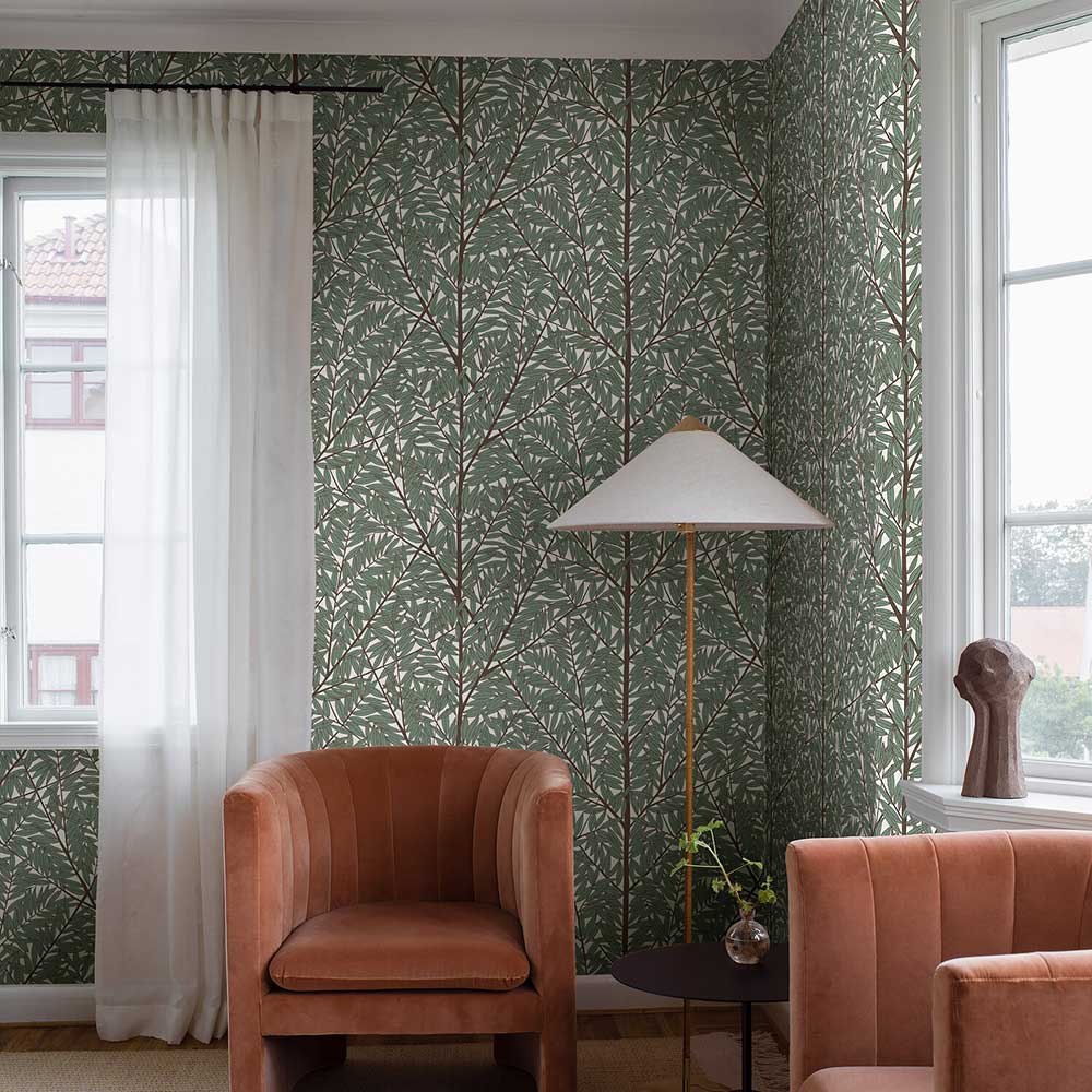 Korgpil Wall Panel Mural - Green - Boråstapeter - 1956 - Premier Wallcovering