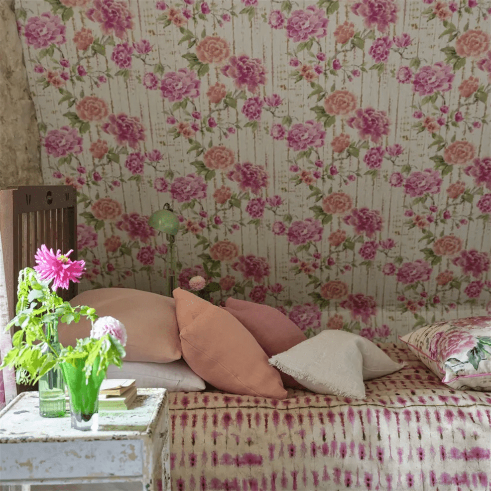 Kyoto Flower Wallpaper - Coral - PDG1158/02 - Designers Guild