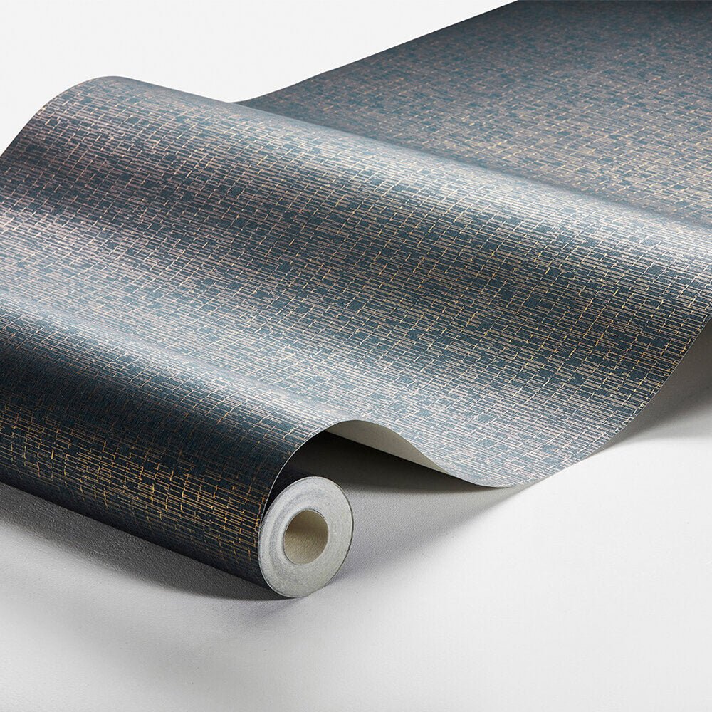 Kyoto Grid Wallpaper - Indigo and Gold - Boråstapeter - 3125 - Premier Wallcovering