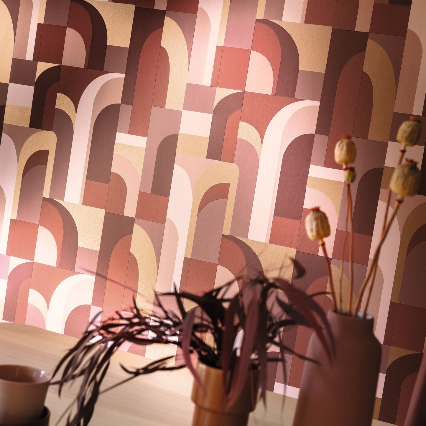 Labyrinth Doors Wallpaper - Terracotta - Caselio - 102084045