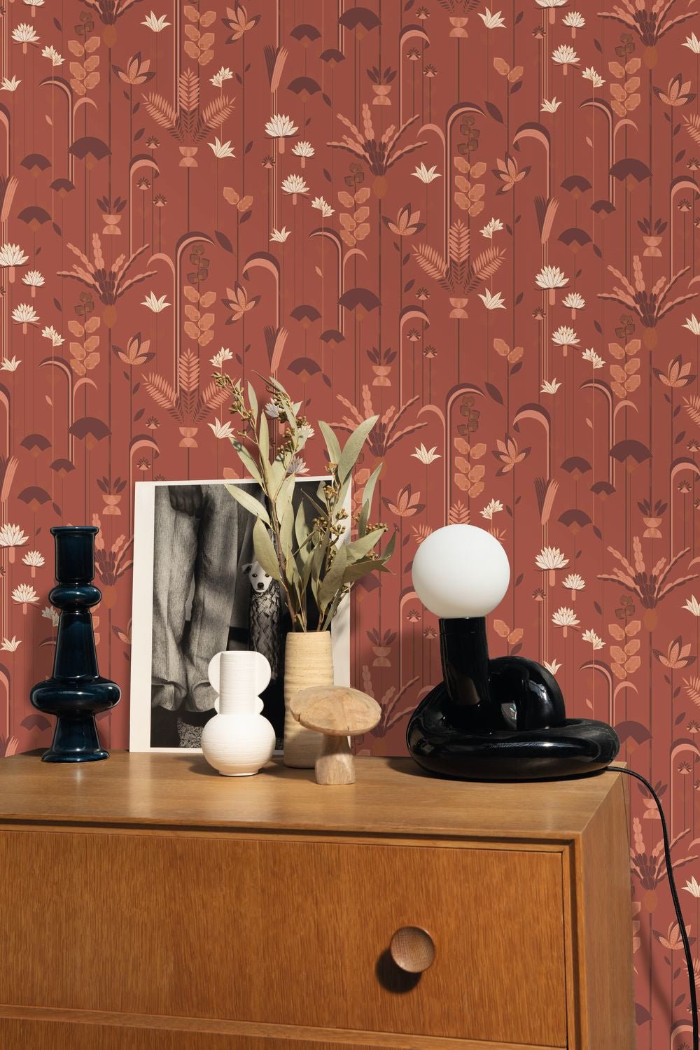 Labyrinth Ephemeral Wallpaper - Terracotta Cuivre - Caselio - 102094047