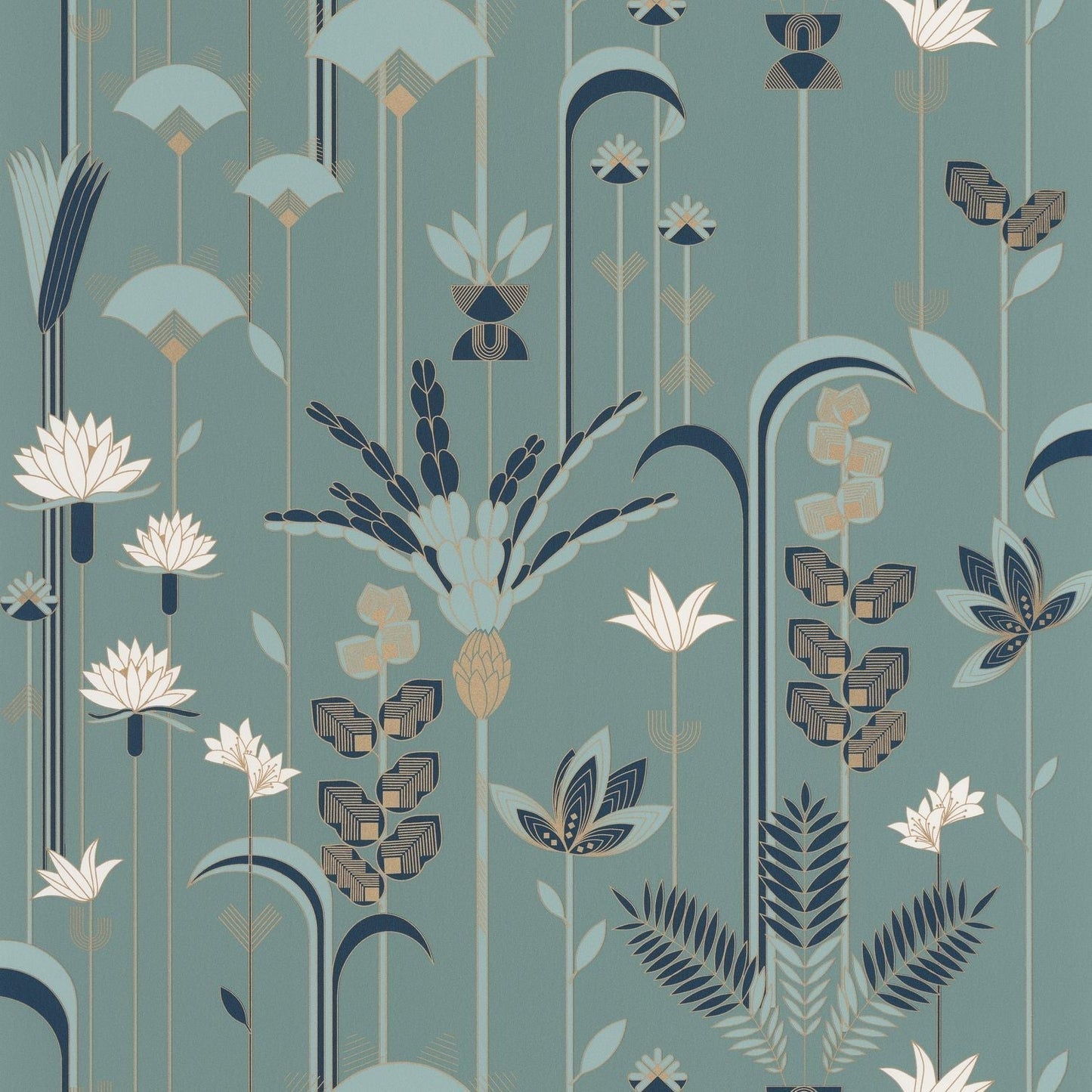 Labyrinth Ephemeral Wallpaper - Bleu Petrole - Caselio - 102096023