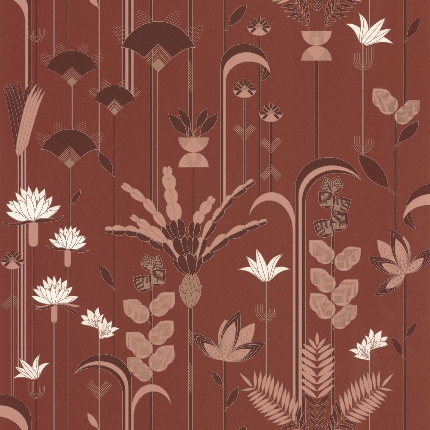 Labyrinth Ephemeral Wallpaper - Terracotta Cuivre - Caselio - 102094047