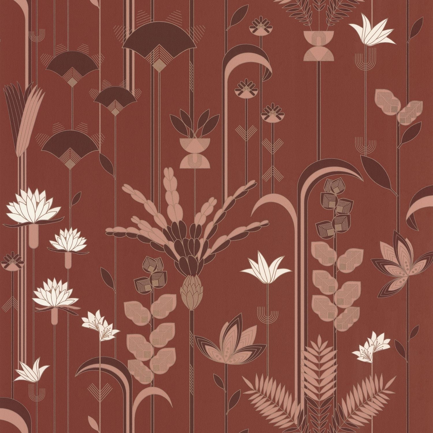 Labyrinth Ephemeral Wallpaper - Terracotta Cuivre - Caselio - 102094047