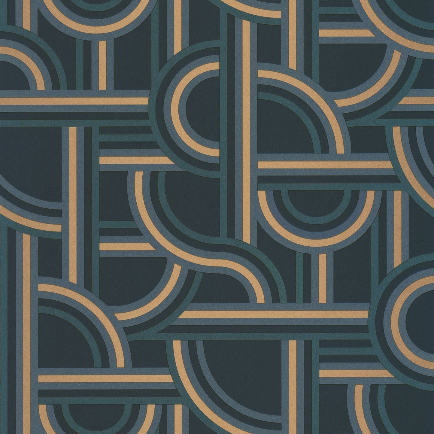 Labyrinth Impass Wallpaper - Bleu Petrole - Caselio - 102126021