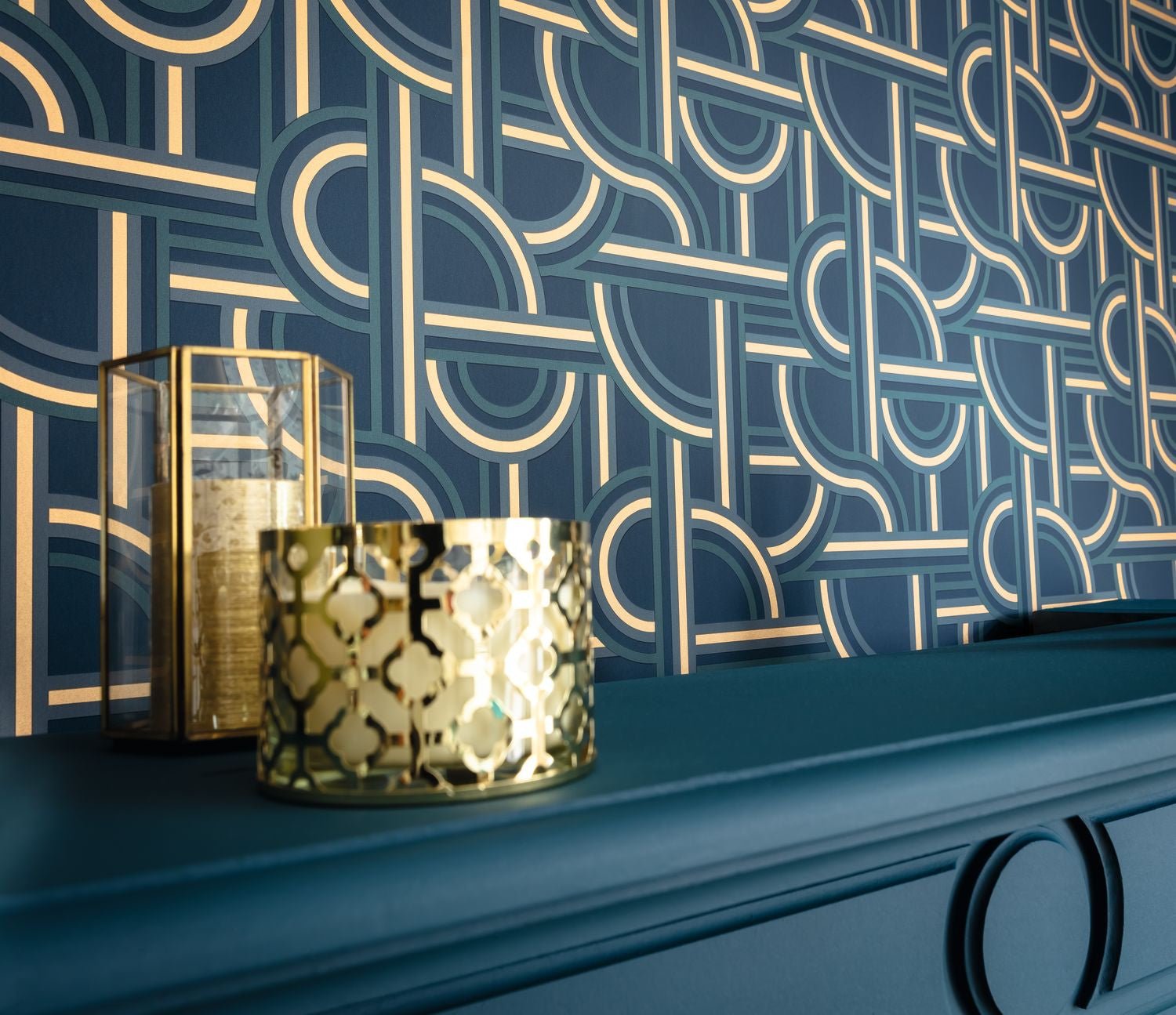 Labyrinth Impass Wallpaper - Bleu Petrole - Caselio - 102126021