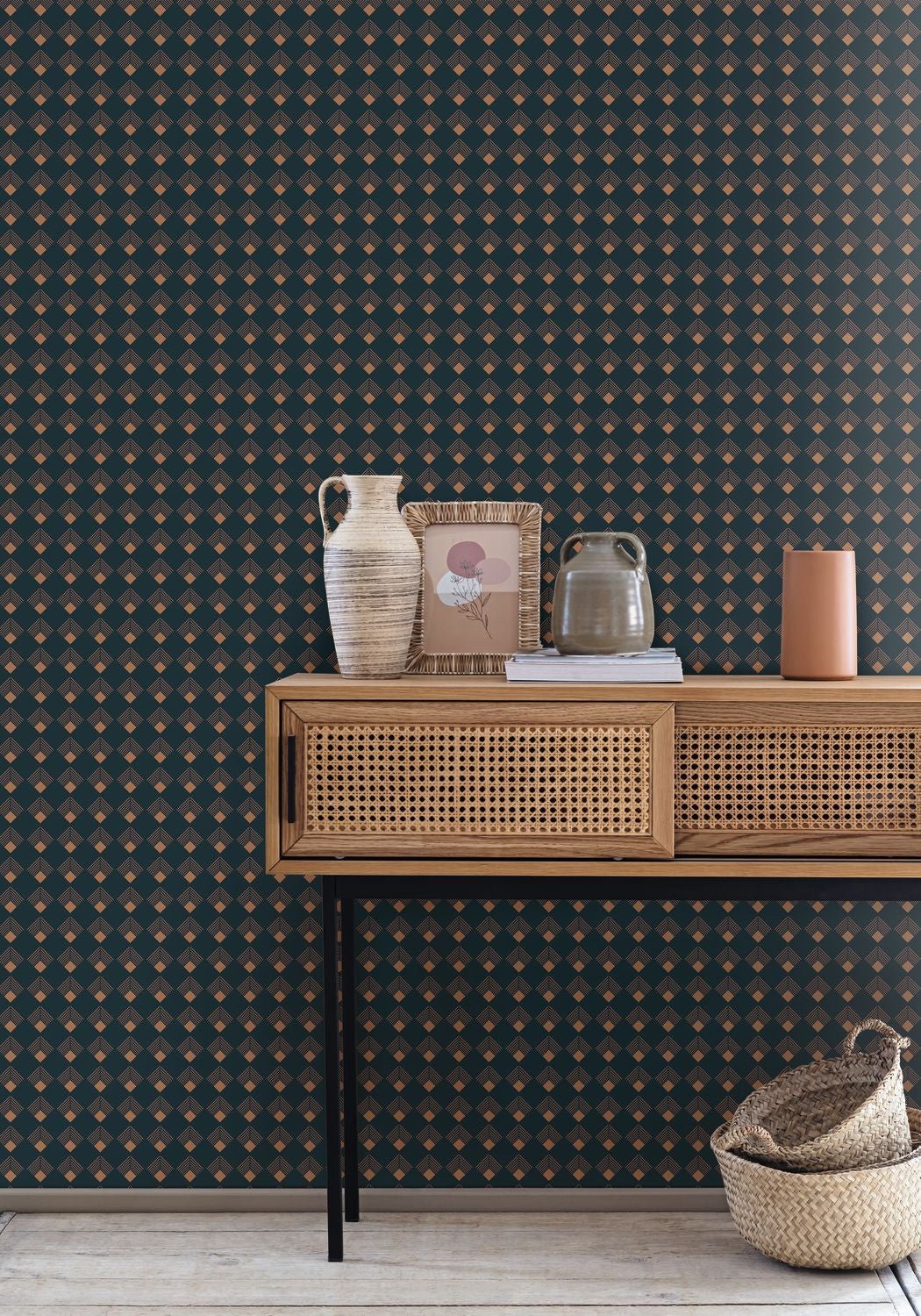 Labyrinth Patch Wallpaper - Bleu Petrole - Caselio - 102136026