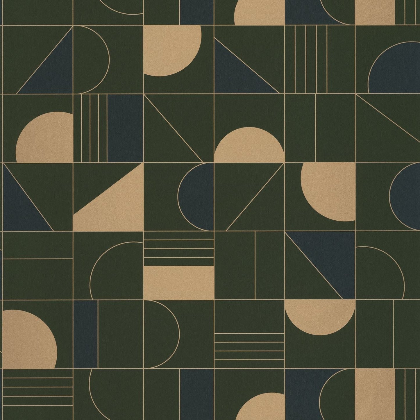 Labyrinth Puzzle Wallpaper - Bleu Kaki - Caselio - 102106179