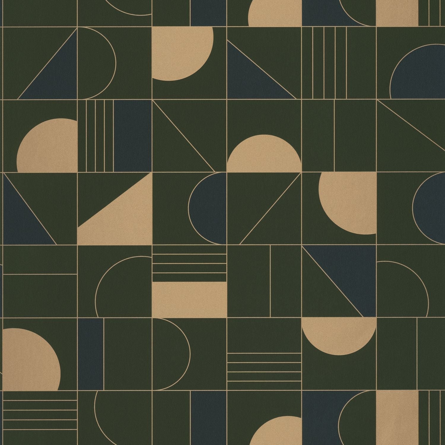 Labyrinth Puzzle Wallpaper - Bleu Kaki - Caselio - 102106179