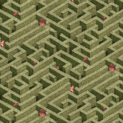Labyrinth with Squirrels Wallpaper - Olive - Josephine Munsey - JMW-100801 - Premier Wallcovering