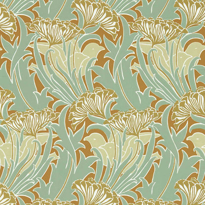 Laceflower Wallpaper - Tobacco/Pistachio - 217354 - Morris & Co - Premier Wallcovering