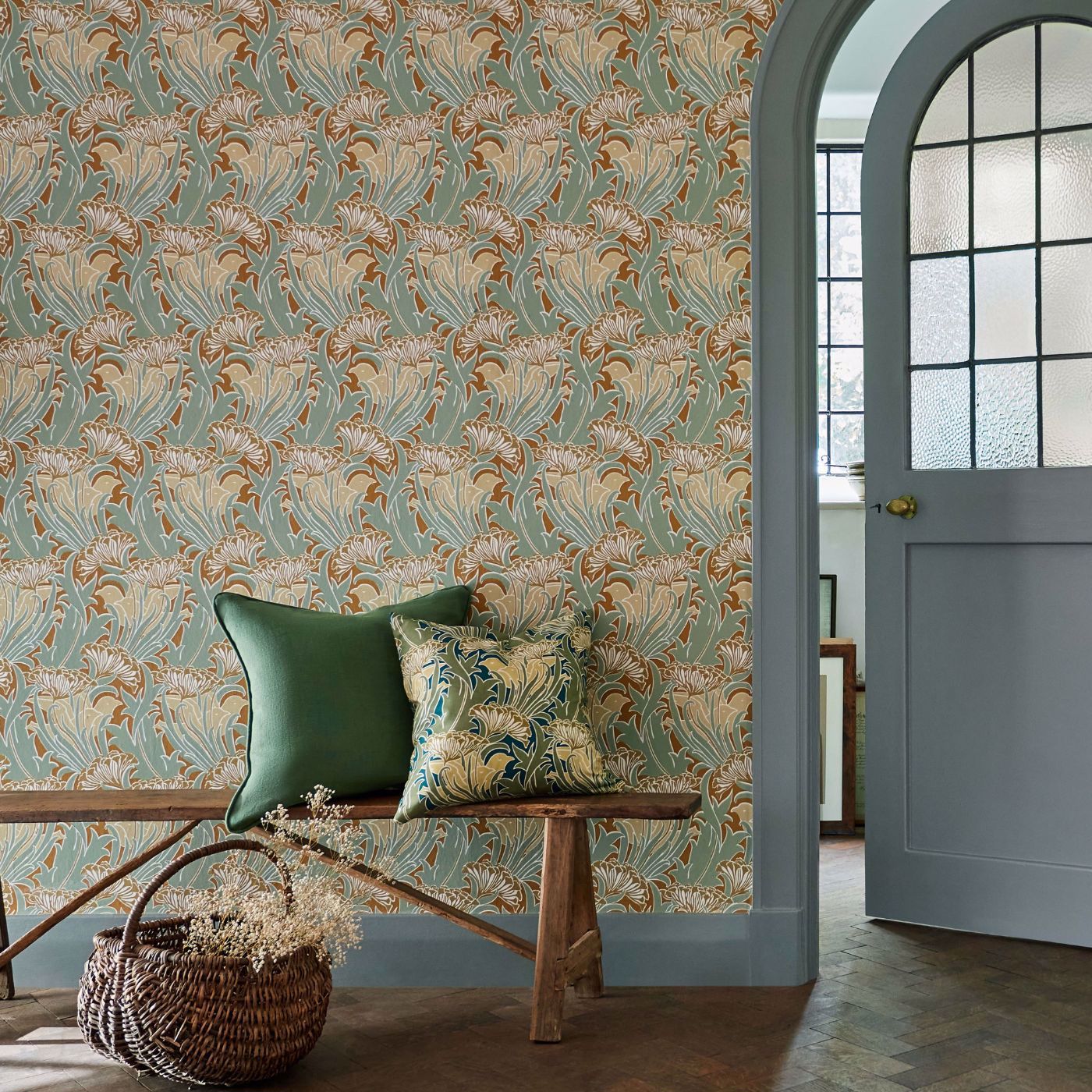 Laceflower Wallpaper - Tobacco/Pistachio - 217354 - Morris & Co