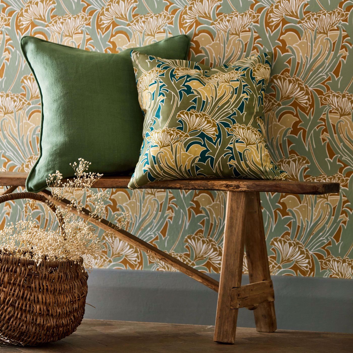 Laceflower Wallpaper - Tobacco/Pistachio - 217354 - Morris & Co