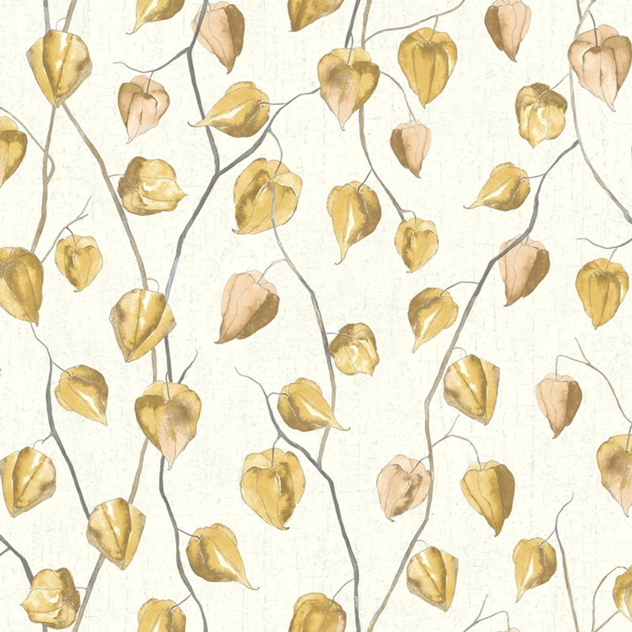 Lanternes Ginkgo Wallpaper - Jaune Mordore - Casadeco - 86212323 - Premier Wallcovering