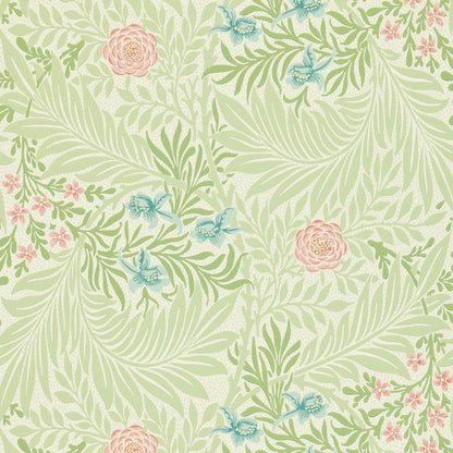 Larkspur Wallpaper - Green/Coral - Morris & Co - 212558 - Morris Wallpaper