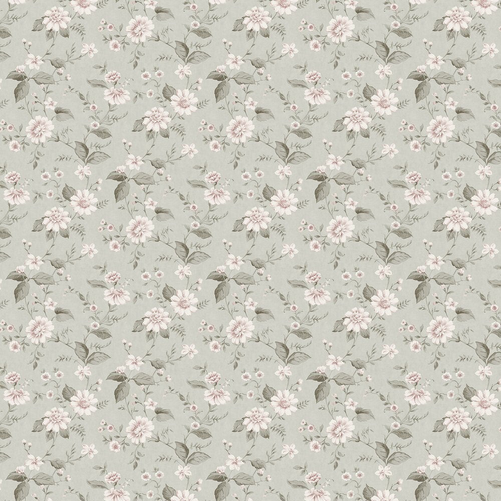Laura´s Cottage Wallpaper - Faded Green - Boråstapeter - 3574 - Premier Wallcovering