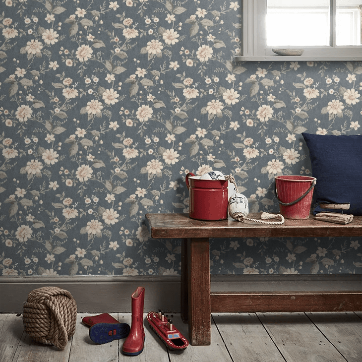 Laura´s Cottage Wallpaper - Dark Blue - Boråstapeter - 3573 - Premier Wallcovering