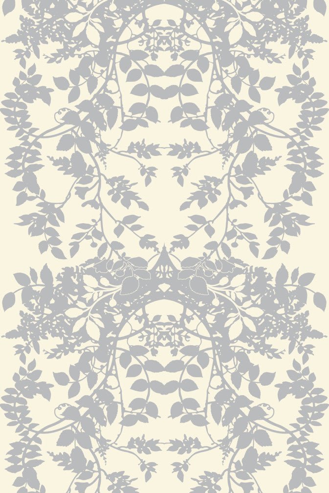 Leaf Superwide Wallpaper - Silver on Ivory - Timorous Beasties - SWP/LEF/IVY/02 - Premier Wallcovering