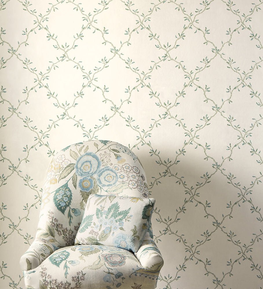 Leaf Trellis Wallpaper - Forest - Colefax & Fowler - 07706/04 - Premier Wallcovering