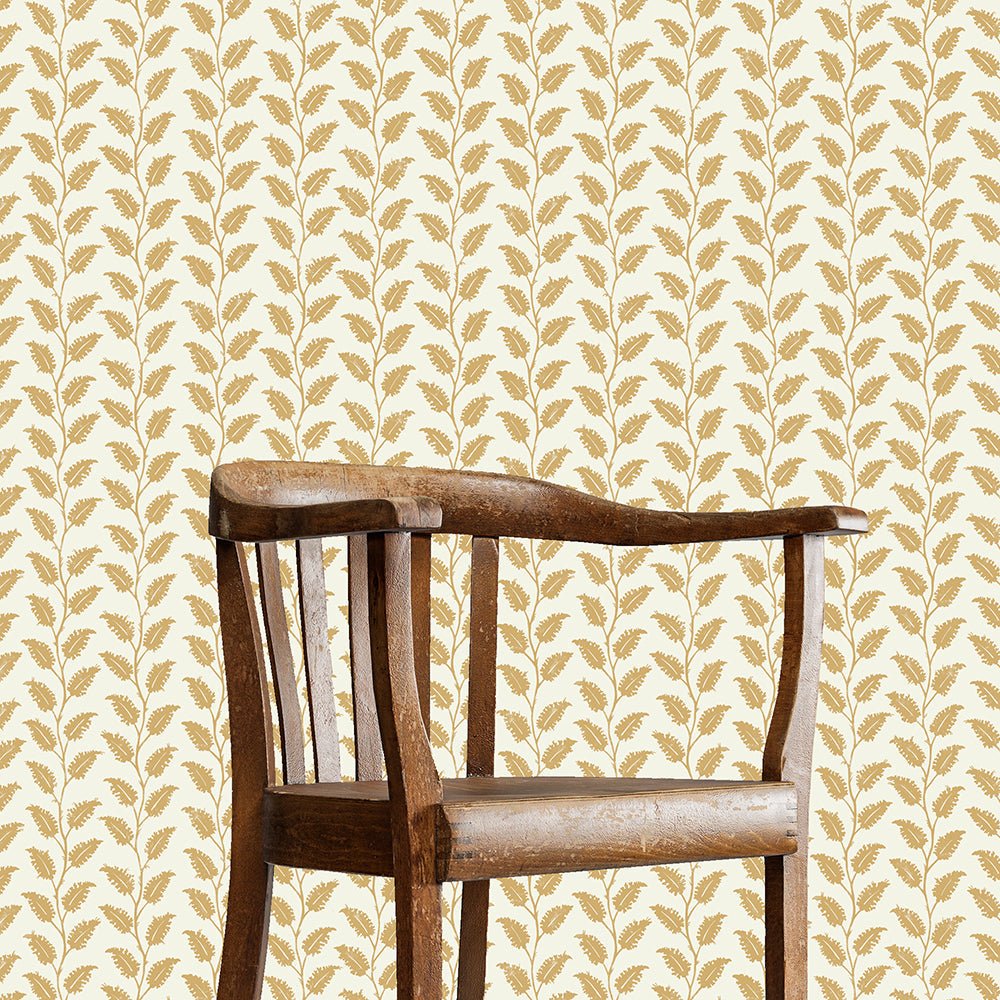 Leaf Wiggle Wallpaper - Smith Yellow - Skirting White - Josephine Munsey - LEA-019-043 - Premier Wallcovering