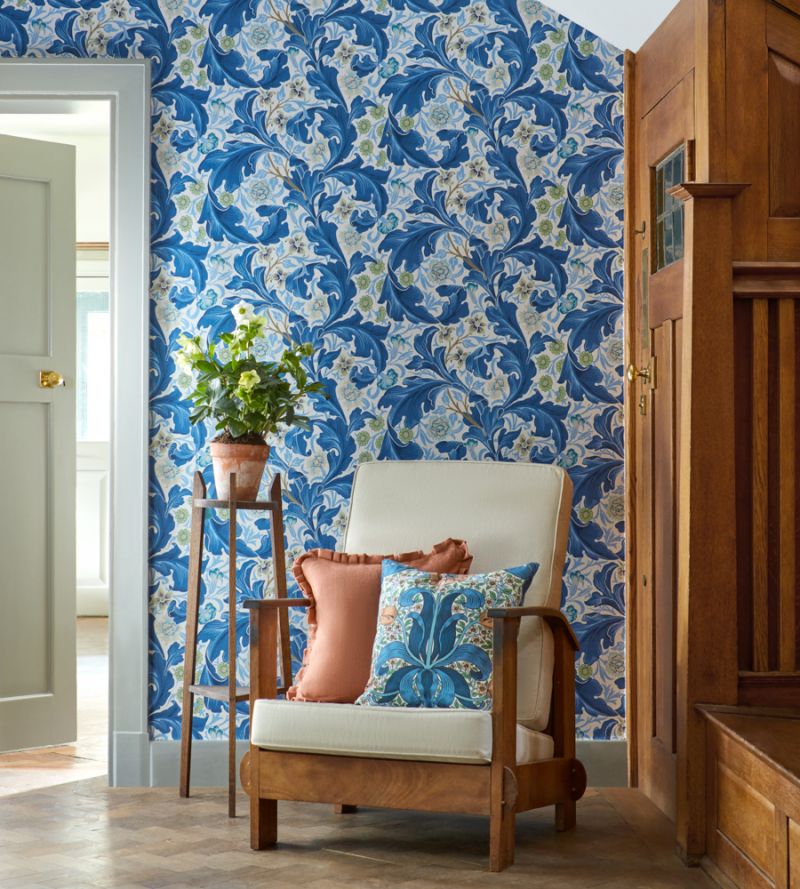 Leicester Wallpaper - Green/Coral - 212543 - Morris & Co - Premier Wallcovering