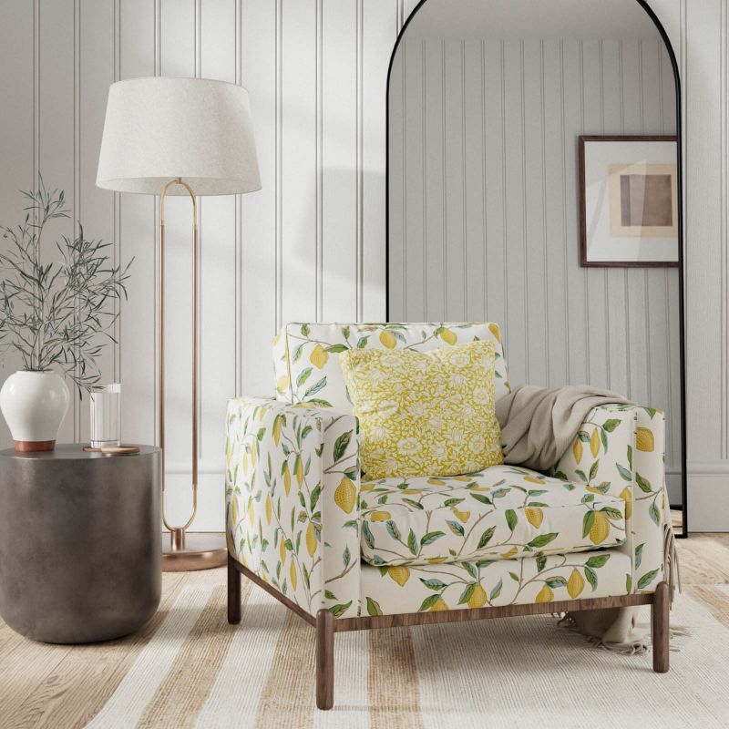 Lemon Tree Fabric - Lemon/Bayleaf - Morris & Co - 226909 - Premier Wallcovering